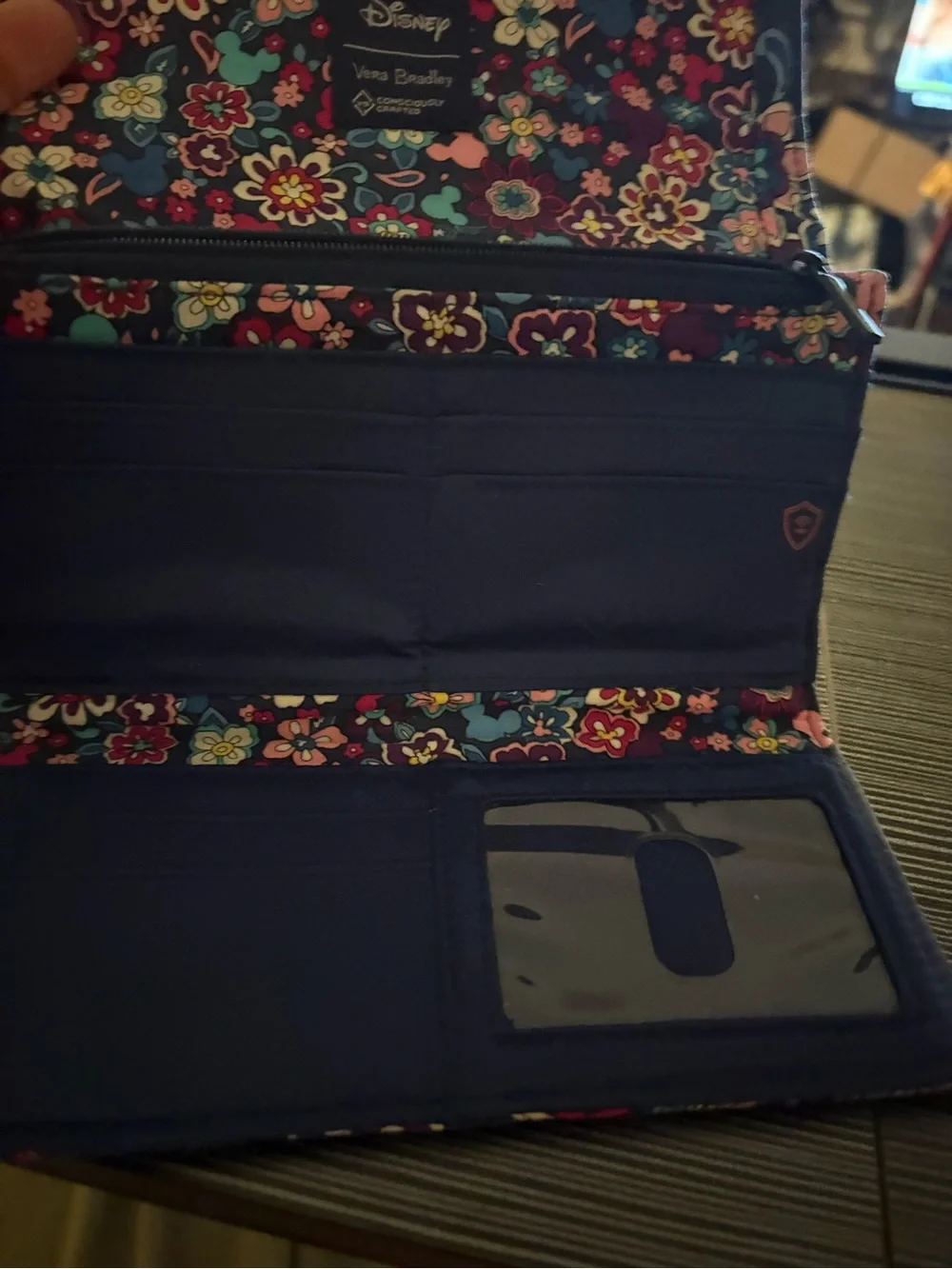 Vera Bradley Quilted Floral Wallet in Navy, Pink, Turquoise - Picture 3 of 5